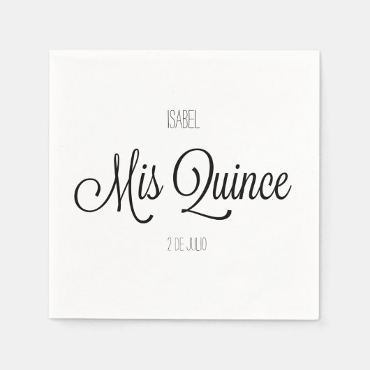 Mis Quince partij Aanpassen Napkin Servet (Voorkant)