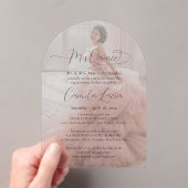 Mis Quince Photo Overlay Chic Modern Quinceañera Acryl Uitnodigingen (Insitu (Draagbaar))
