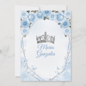 Mis Quince Poeder Blauw Bloemen Kroon Quinceañera Kaart (Achterkant)