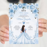 Mis Quince Poeder Blauw Bloemen Kroon Quinceañera Kaart<br><div class="desc">Mis Quince Poeder Blauw Bloemen Zilveren Kroon Quinceañera Uitnodiging 15 Anos Verjaardag</div>