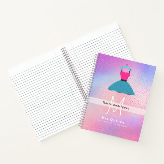 Mis Quince Quinceanera Dress GUEST BOOK Gepersonal Notitieboek (Binnen)
