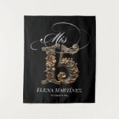 Mis Quince Quinceanera gouden design achtergrond Wandkleed (Voorkant)