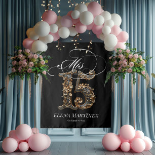 Mis Quince Quinceanera gouden design achtergrond Wandkleed