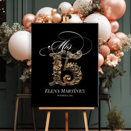 Mis Quince Quinceanera gouden ontwerp welkomstbord Poster