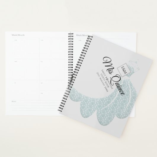 Mis Quince Quinceanera-jurk gastboek Zilver Planner (Display)
