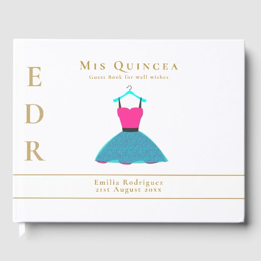 Mis Quince Quinceanera jurk GASTENBOEK Op maat gem (Voorkant)