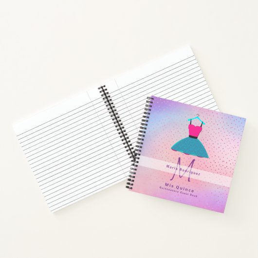 Mis Quince Quinceanera jurk GASTENBOEK Op maat gem Notitieboek (Binnen)