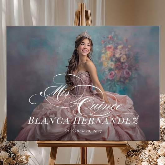Mis Quince Quinceanera welcome sign with photo Poster