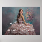 Mis Quince Quinceanera welcome sign with photo Poster (Voorkant)