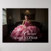 Mis Quince Quinceanera welkomstbord met foto Poster (Voorkant)