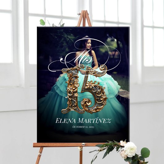 Mis Quince Quinceanera welkomstbord met foto Poster