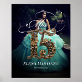 Mis Quince Quinceanera welkomstbord met foto Poster (Voorkant)