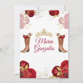 Mis Quince Red Roses 15 Anos Gold Crown Glitter Kaart (Achterkant)