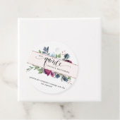 Mis Quince Roos Goudbes, Bourgogne, Blauw Bloemen Bedankjes Labels (In situ)