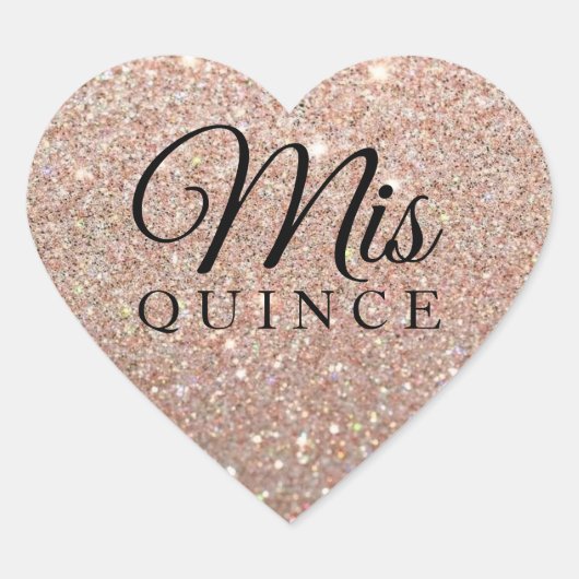 Mis Quince Roos Gouden Glitter Fab Sticker (Voorkant)