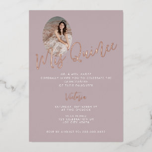 Mis Quince Roze 15e Verjaardag quinceañera Goud Folie Uitnodiging