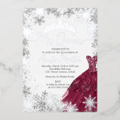 Mis Quince Snowflake Burgundy Quinceanera Folie Uitnodiging (Voorkant)