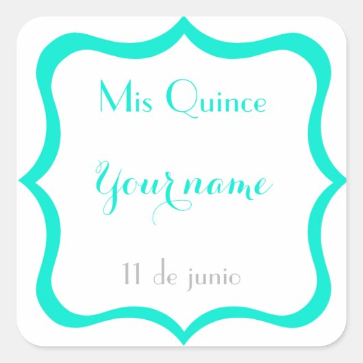 Mis Quince stickers- Aanpassen Vierkante Sticker (Voorkant)