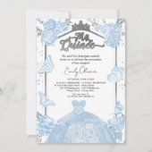 Mis Quince Uitnodiging Tweetalige Stoffige Blauwe  (Voorkant)