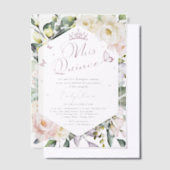 Mis Quince | Vlindergroen Floral Quinceañera Vellum Uitnodigingen (Offset)