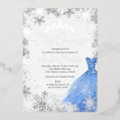 Mis Quince Winter Snowflake Blue Quinceanera Folie Uitnodiging (Voorkant)