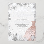 Mis Quince Winter Snowflake Blush Quinceanera Folie Uitnodiging (Voorkant)