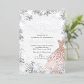 Mis Quince Winter Snowflake Blush Quinceanera Folie Uitnodiging (Staand Voorkant)