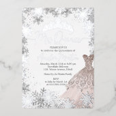 Mis Quince Winter Snowflake Blush Quinceanera Folie Uitnodiging (Voorkant)
