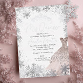Mis Quince Winter Snowflake Blush Quinceanera Folie Uitnodiging