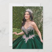 Mis Quince zwart bloemmotief groene 15e verjaardag Kaart (Achterkant)