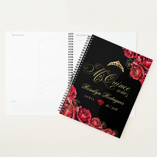 Mis Quince zwart rode diamant rozen Planner (Display)