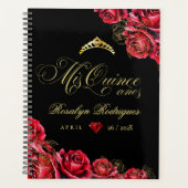Mis Quince zwart rode diamant rozen Planner (Voorkant)
