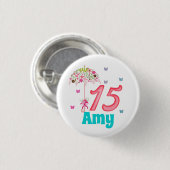 Mis Quinces 15th Birthday 15 jaar oud Custom Ronde Button 3,2 Cm (Voorkant /achterkant)