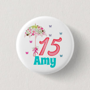 Mis Quinces 15th Birthday 15 jaar oud Custom Ronde Button 3,2 Cm