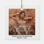 Mis XV Años 2 Foto Quinceañera Keepsake Modern Keramisch Ornament (Achterkant)