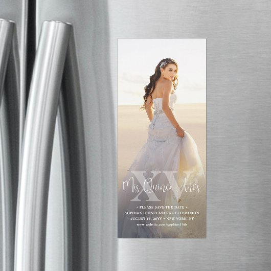 Mis XV Años Bewaar de datum Chic Quinceañera Foto Magnetische Uitnodiging