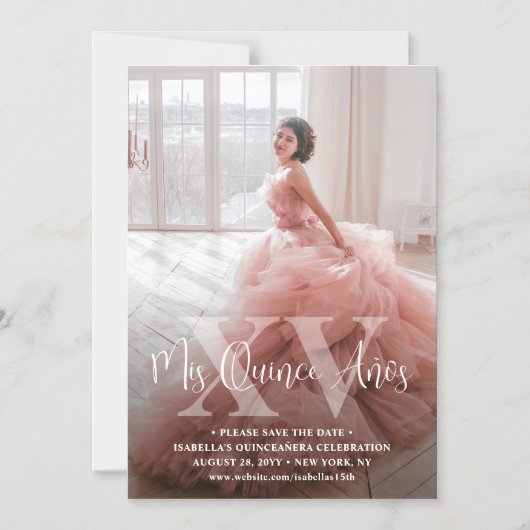 Mis XV Años Bewaar de datum Moderne foto Quinceañe Magnetische Uitnodiging (Voorkant)