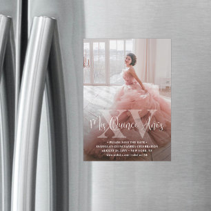 Mis XV Años Bewaar de datum Moderne foto Quinceañe Magnetische Uitnodiging