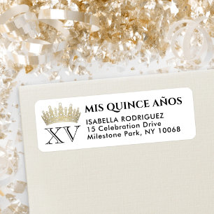 Mis XV Años Gold Quinceañera Crown Retouradres Etiket