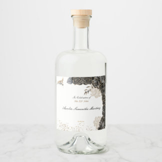 Mis XV Años Liquor Label Zwart en Goud Likeurfles Etiket