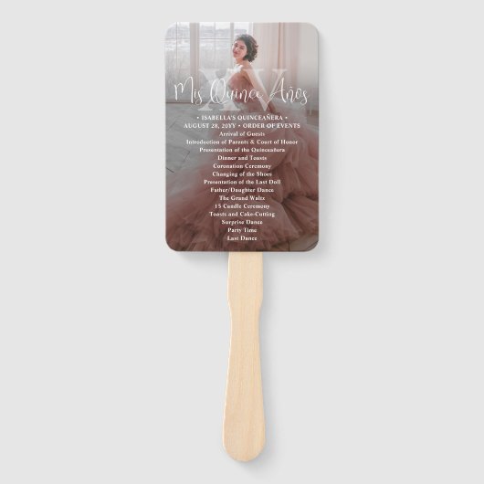 Mis XV Años Modern 2 Foto Quinceañera Programma Handwaaier (Voorkant)