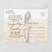 Mis XV Años Moderne foto Quinceañera Bewaar de dat Aankondigingskaart (Achterkant)