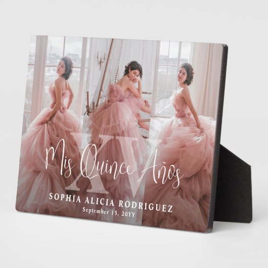 Mis XV Años Quinceañera 3 Photo Collage Birthday Fotoplaat (Zijkant)