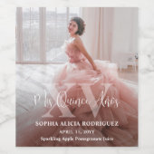 Mis XV Años Quinceañera Foto Modern 15e verjaardag Wijn Etiket (Enkel label)