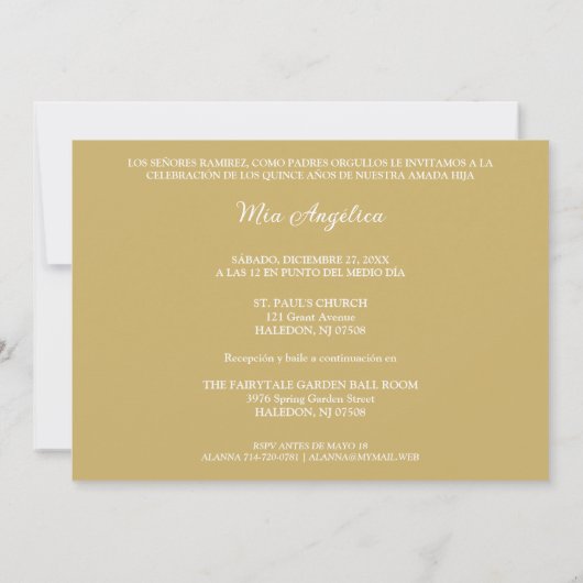 Mis XV Delicate Christmas Spanish Floral Photo  Kaart (Achterkant)