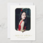 Mis XV Lace Flourish Golden Effect Photo Spaans Kaart (Voorkant)