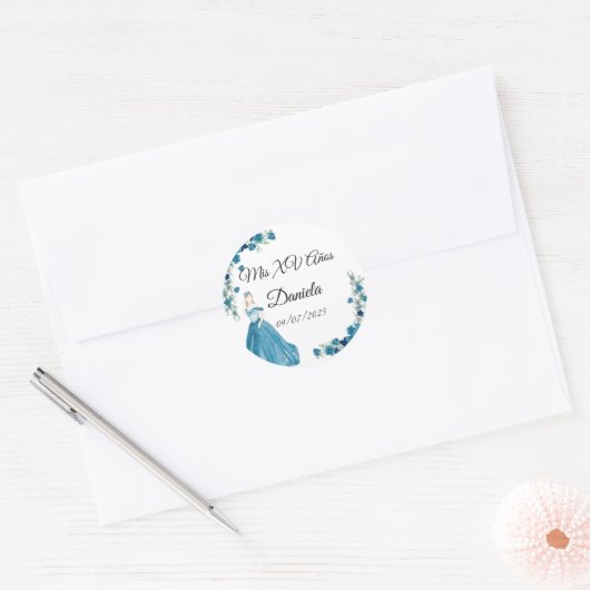 mis XV-stickers Ronde Sticker (Envelop)