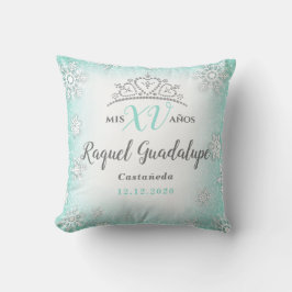 Mis XV Winter Wonderland Quinceañera Crown Pillow Kussen