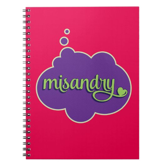 Misandry-notebook (groen op paars) notitieboek (Voorkant)