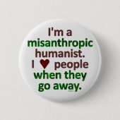 Misantroop Humanist Loner Satire Ronde Button 5,7 Cm (Voorkant)